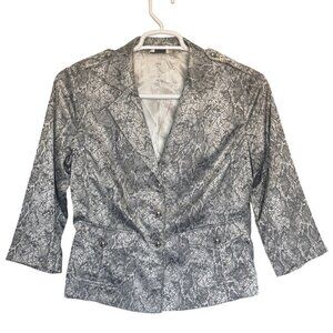 JOAN RIVERS Blazer Womens M Gray Snake Print Polyester Button Jacket
